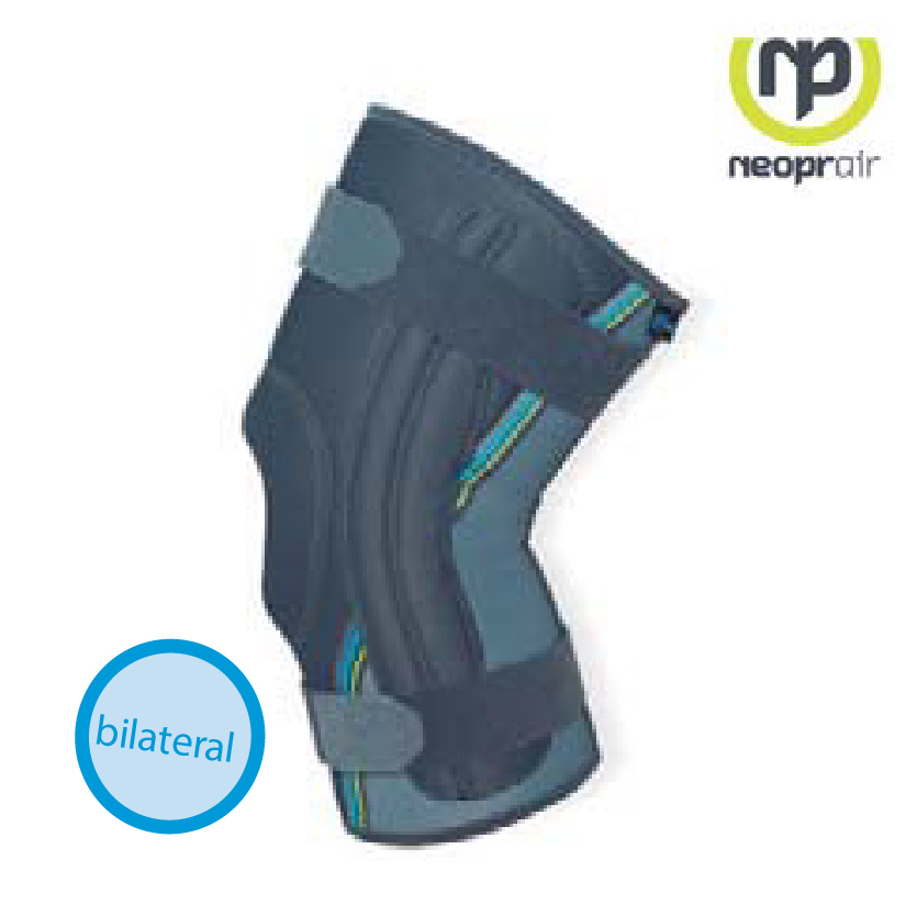 Joelheira rótula aberta com estabilização lateral flexível e bandas ajustáveis